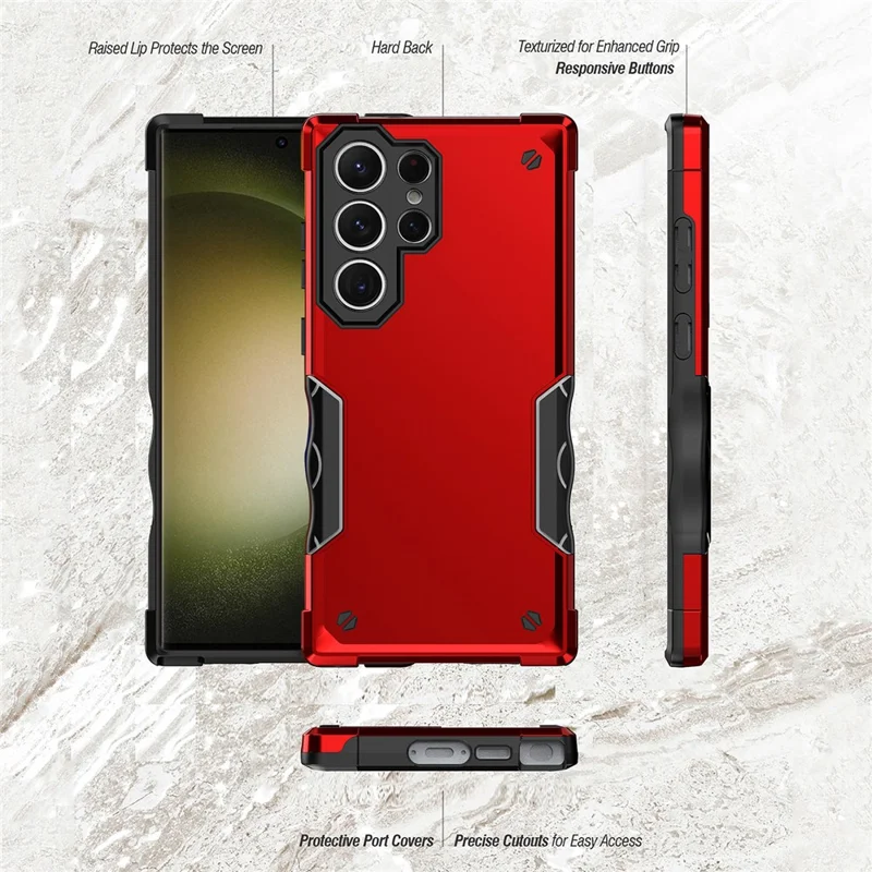 For Samsung Galaxy S24 Ultra Reinforced Protective Shell Hybrid PC+TPU Phone Cover - Red