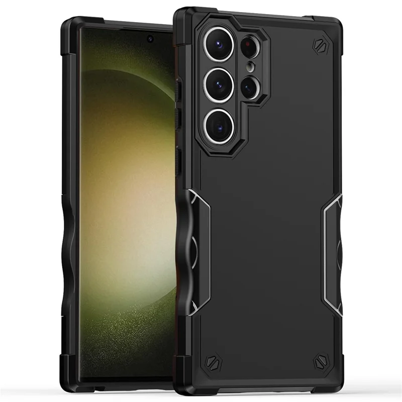 For Samsung Galaxy S24 Ultra Reinforced Protective Shell Hybrid PC+TPU Phone Cover - Black