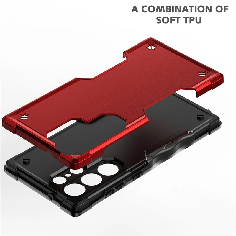 For Samsung Galaxy S24 Ultra Reinforced Protective Shell Hybrid PC+TPU Phone Cover - Black