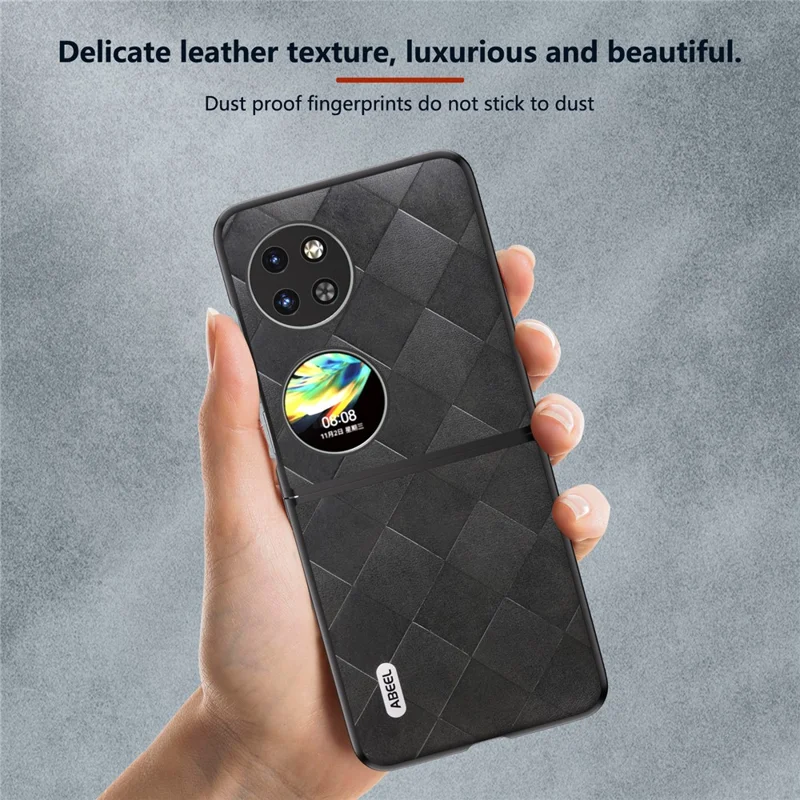 ABEEL For Huawei Pocket 2 Case PU Leather+PC Grid Texture Phone Protective Cover - Black