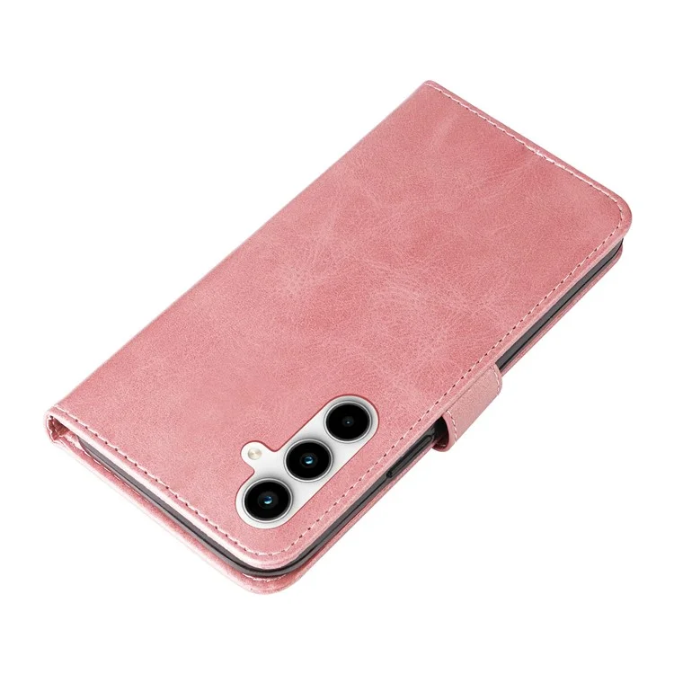 Für Samsung Galaxy A35 5G Ledertasche Kalbsleder Reißverschlussbörse - Pink