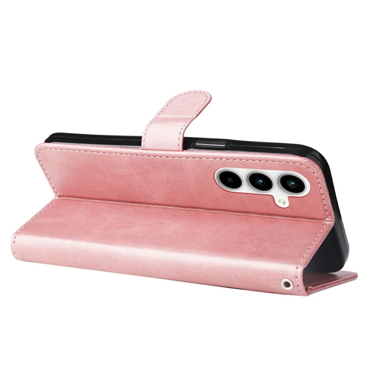 Für Samsung Galaxy A35 5G Ledertasche Kalbsleder Reißverschlussbörse - Pink
