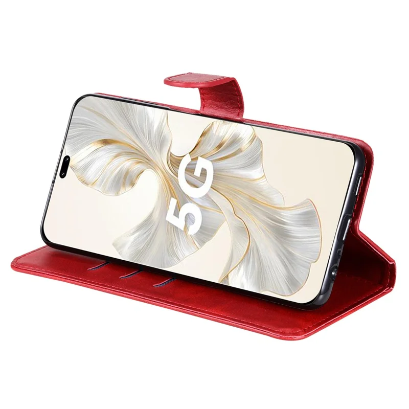 Til Honor 100 Pro 5G Kudefærs Låseposemappe Læder Telefonbeskyttelse - Rød