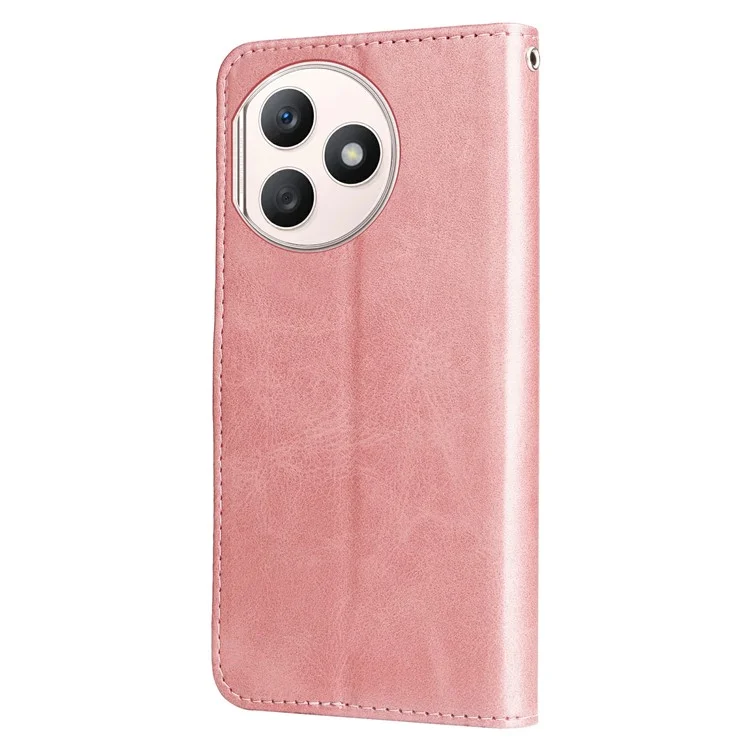 For Honor X50i+ 5G Estuche de Cuero Tipo Cremallera con Textura de Becerro - Rosa