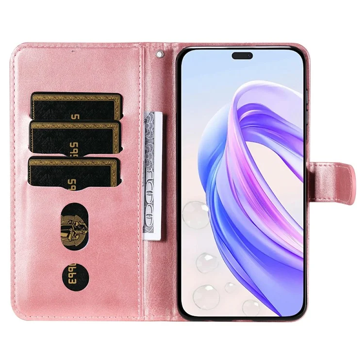 For Honor X50i+ 5G Estuche de Cuero Tipo Cremallera con Textura de Becerro - Rosa