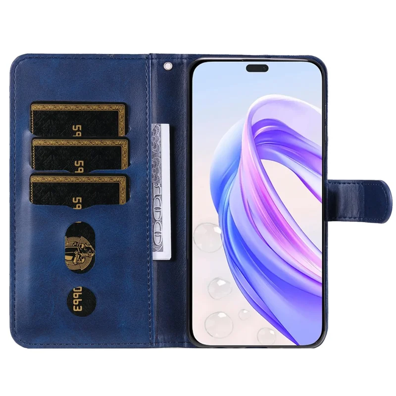 For Honor X50i+ 5G Zipper Leather Case Calf Texture Phone Cover - Blue