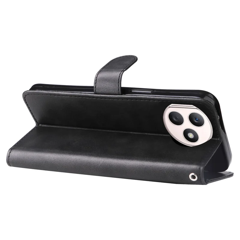 For Honor X50i+ 5G Zipper Leather Case Calf Texture Phone Cover - Black