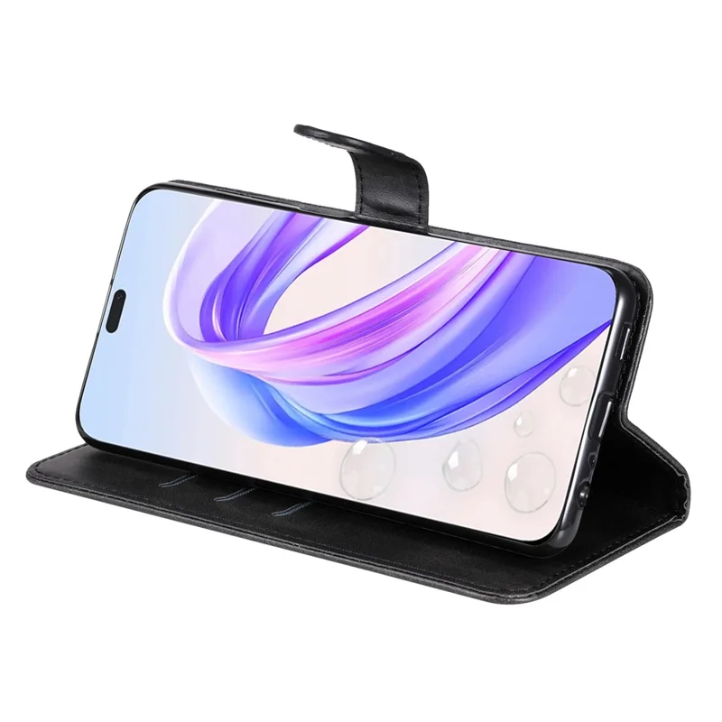 For Honor X50i+ 5G Zipper Leather Case Calf Texture Phone Cover - Black