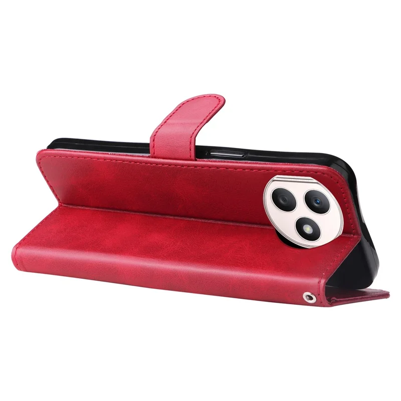 For Honor X50i+ 5G Zipper Leather Case Calf Texture Phone Cover - Red