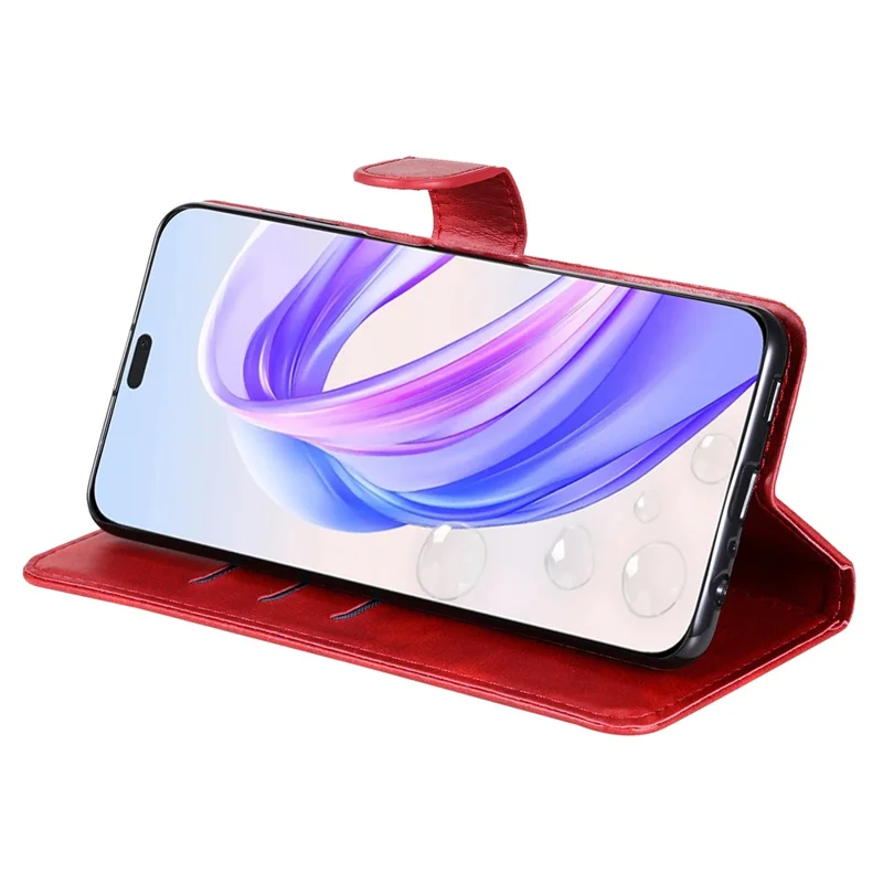 For Honor X50i+ 5G Zipper Leather Case Calf Texture Phone Cover - Red