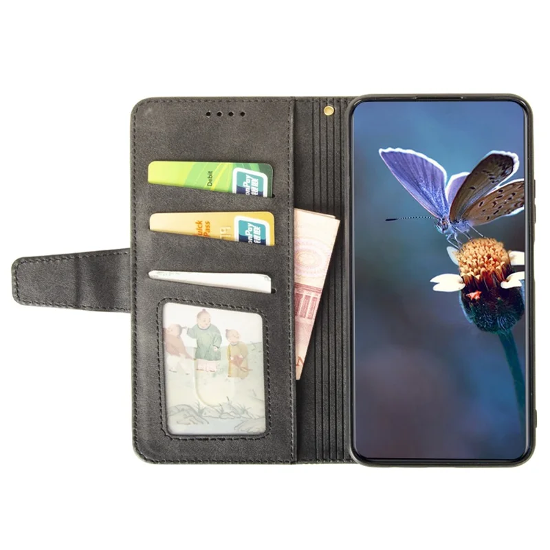 IDEWEI For ZTE Blade A73 Classic Calf Leather Case Phone Cover Wallet - Black