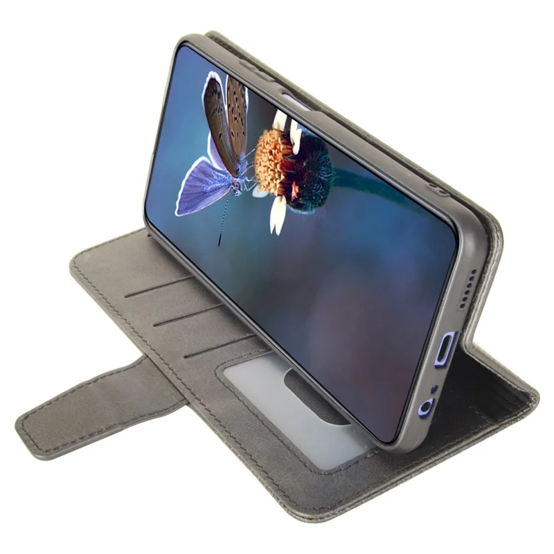 IDEWEI For ZTE Blade A73 Classic Calf Leather Case Phone Cover Wallet - Black