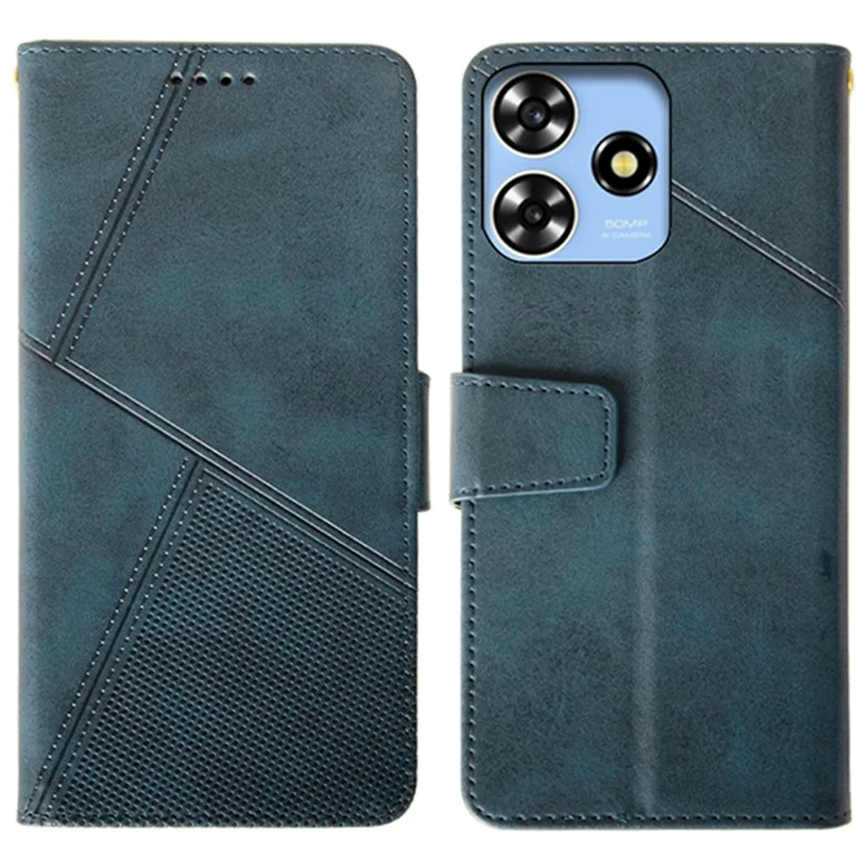 IDEWEI For ZTE Blade A73 Classic Calf Leather Case Phone Cover Wallet - Blue