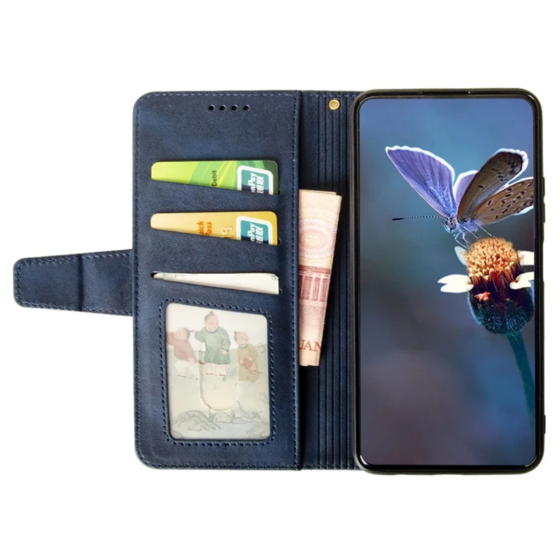 IDEWEI For ZTE Blade A73 Classic Calf Leather Case Phone Cover Wallet - Blue