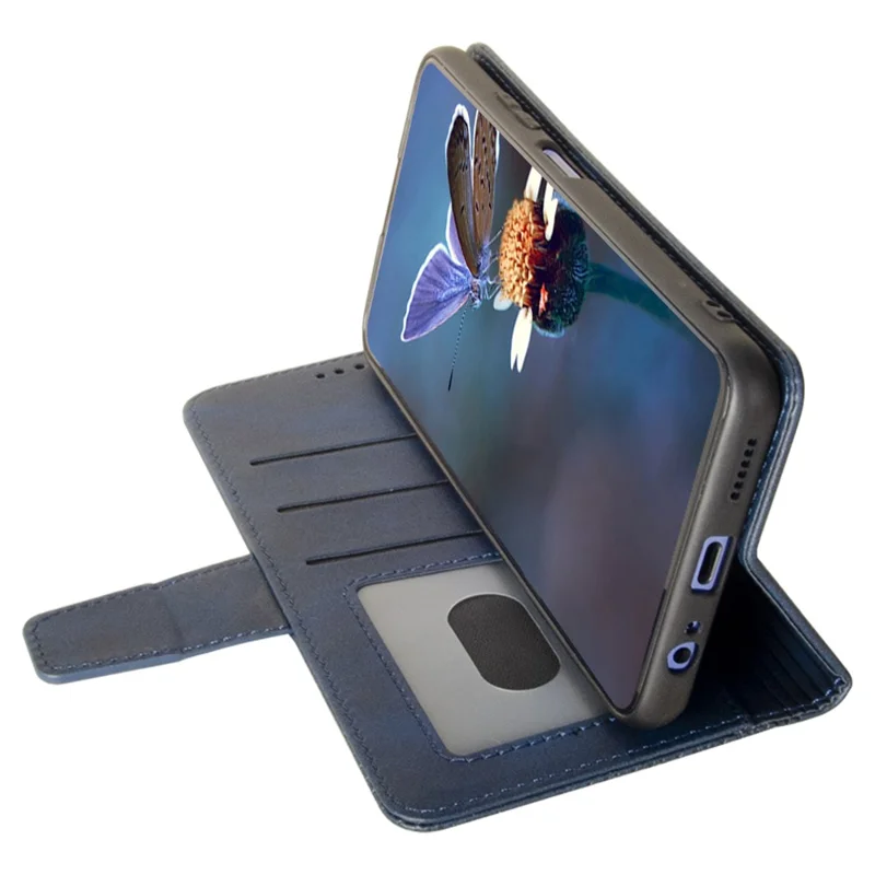 IDEWEI For ZTE Blade A73 Classic Calf Leather Case Phone Cover Wallet - Blue