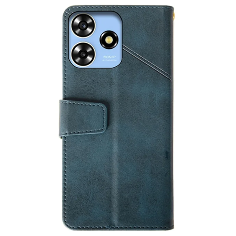 IDEWEI For ZTE Blade A73 Classic Calf Leather Case Phone Cover Wallet - Blue