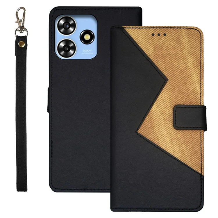 IDEWEI Para ZTE Blade A73 Funda Soporte para Tarjetas Funda de Teléfono de Cuero - Negro