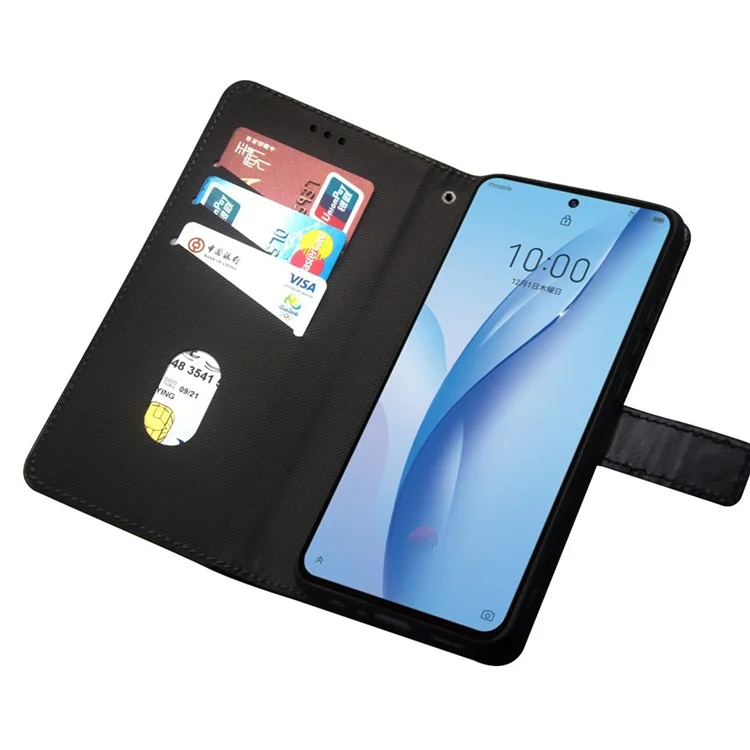 IDEWEI Para ZTE Blade A73 Funda Soporte para Tarjetas Funda de Teléfono de Cuero - Negro