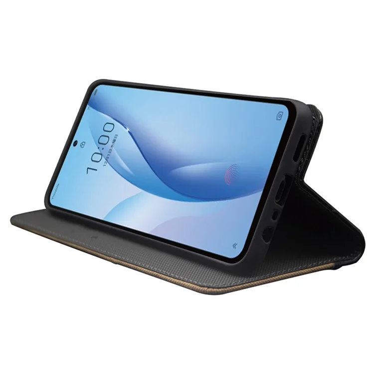 IDEWEI Para ZTE Blade A73 Funda Soporte para Tarjetas Funda de Teléfono de Cuero - Negro
