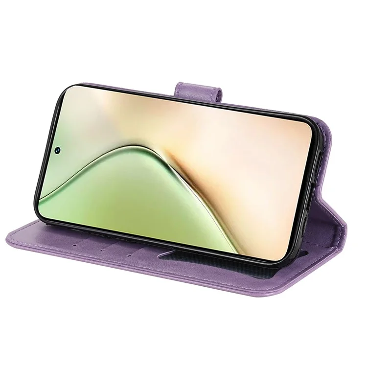 For vivo Y200 (India) 5G / V29e (Global) 5G Case Floral Pattern PU Leather Wallet Stand Phone Cover - Purple