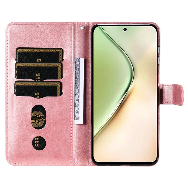 Для vivo Y200 (Индия) 5G / V29e (Глобальный) 5G Zipper Wallet Case Calfskin Leather Cover - Розовый