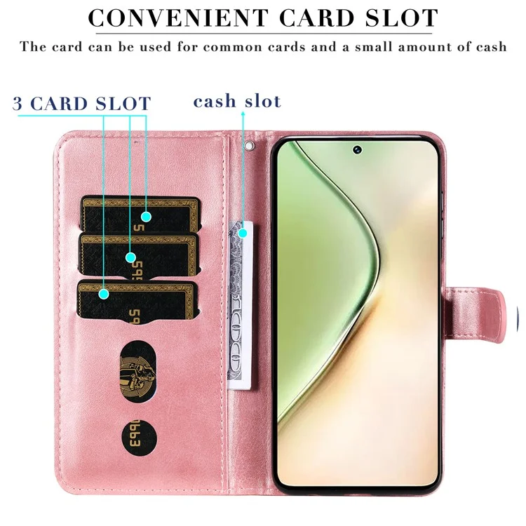 Для vivo Y200 (Индия) 5G / V29e (Глобальный) 5G Zipper Wallet Case Calfskin Leather Cover - Розовый