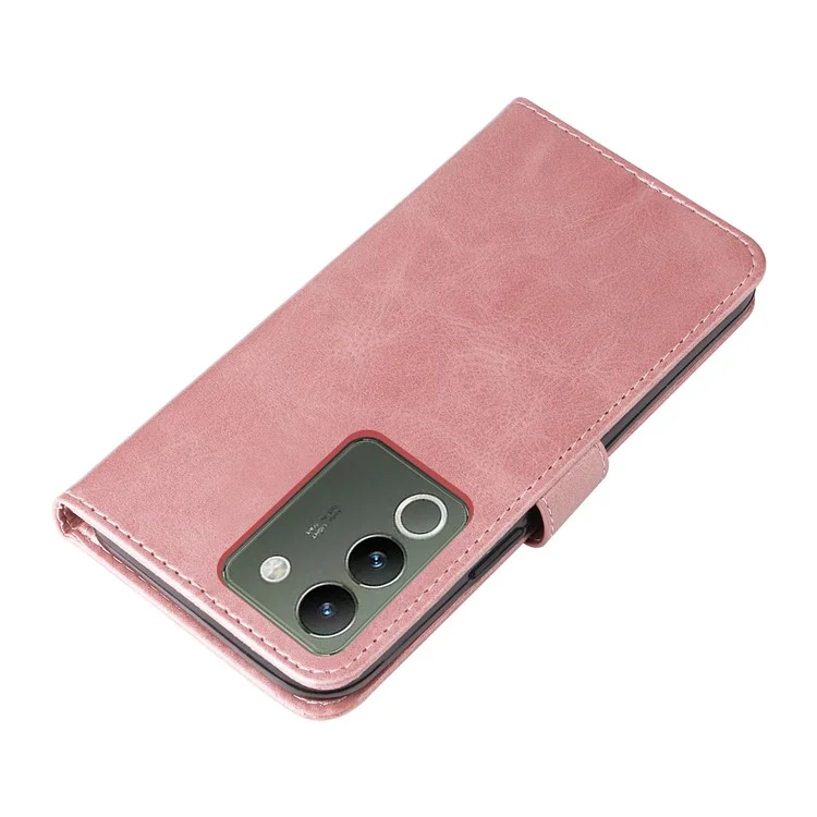 Для vivo Y200 (Индия) 5G / V29e (Глобальный) 5G Zipper Wallet Case Calfskin Leather Cover - Розовый