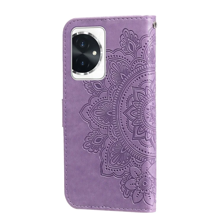 For Honor 100 5G Case Floral Pattern PU Leather Wallet Stand Phone Cover - Purple