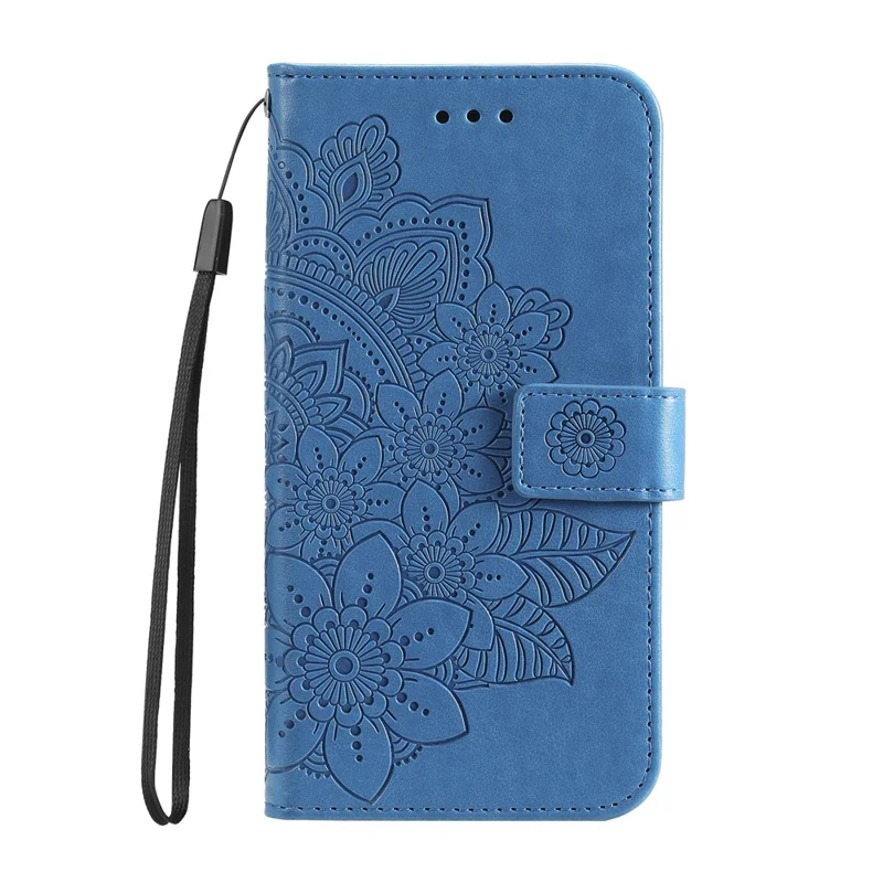 For Honor 100 5G Case Floral Pattern PU Leather Wallet Stand Phone Cover - Blue