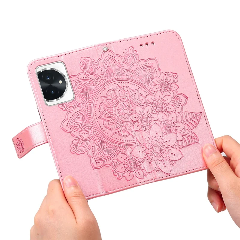 Cover per Honor 100 5G con Fiori, Portafoglio in PU, Supporto, Rosa