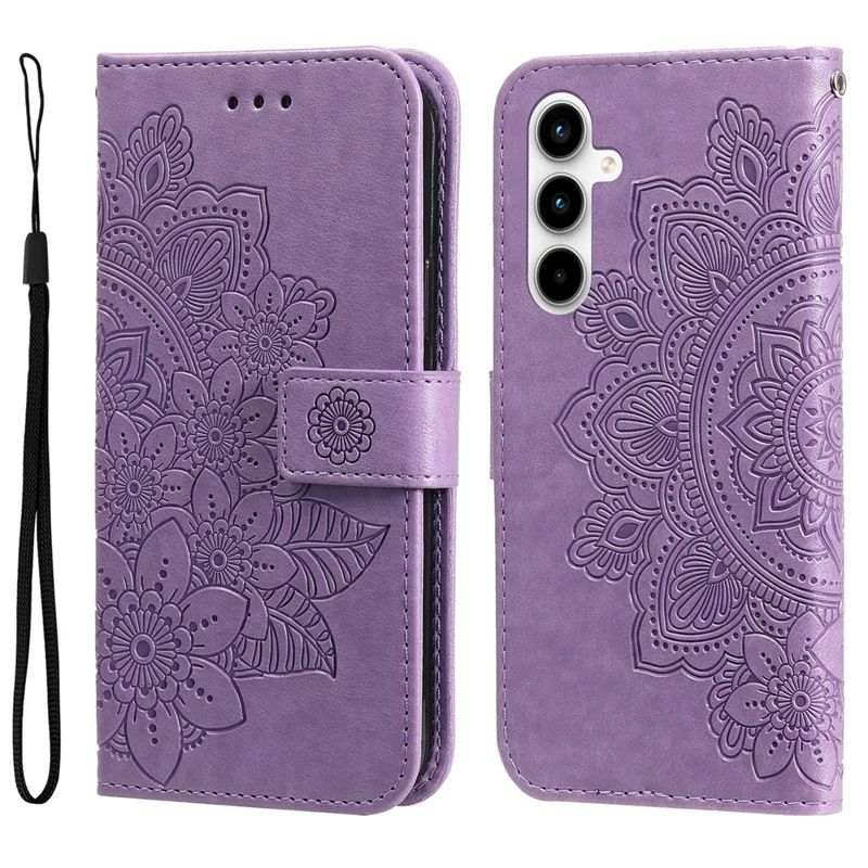 For Samsung Galaxy A35 5G Case Floral Pattern PU Leather Wallet Stand Phone Cover - Purple