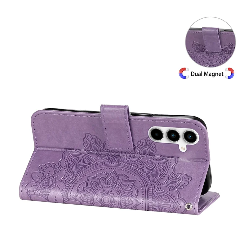 For Samsung Galaxy A35 5G Case Floral Pattern PU Leather Wallet Stand Phone Cover - Purple