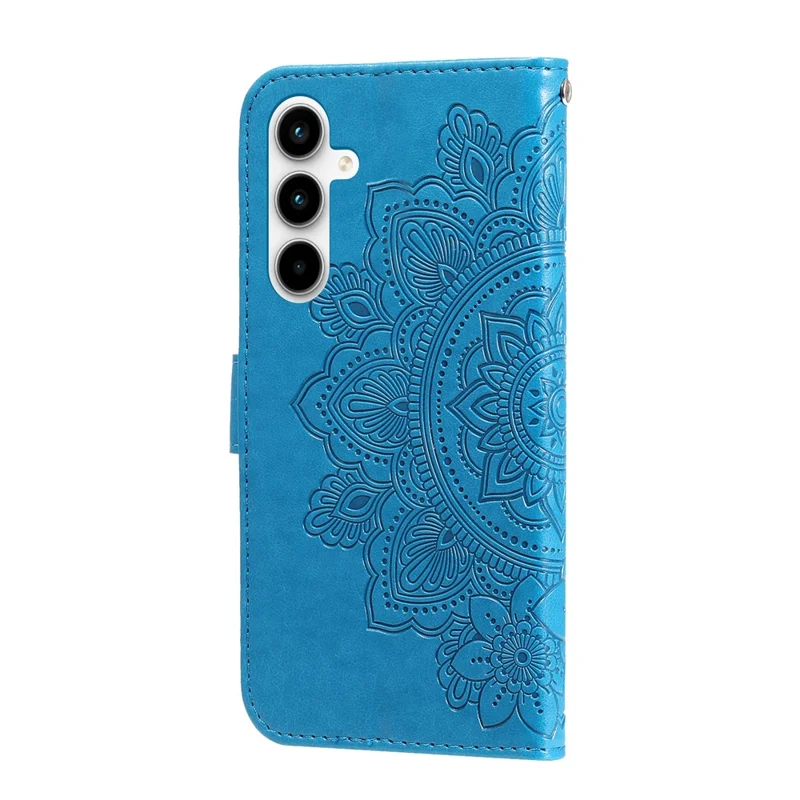 For Samsung Galaxy A35 5G Case Floral Pattern PU Leather Wallet Stand Phone Cover - Blue