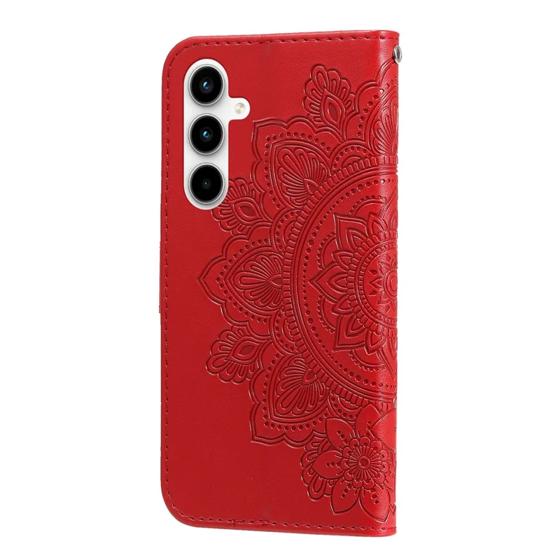 For Samsung Galaxy A35 5G Case Floral Pattern PU Leather Wallet Stand Phone Cover - Red