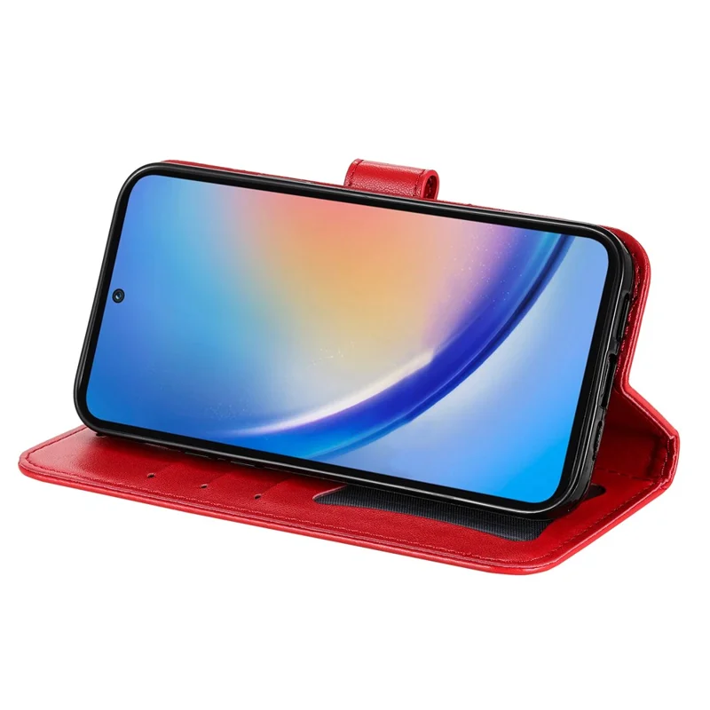 For Samsung Galaxy A35 5G Case Floral Pattern PU Leather Wallet Stand Phone Cover - Red