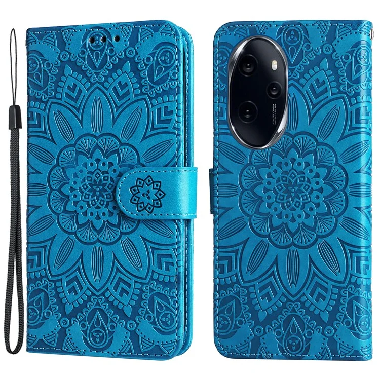 Per onore 100 Pro 5G Custodia portafoglio girasole in pelle PU - Blu 