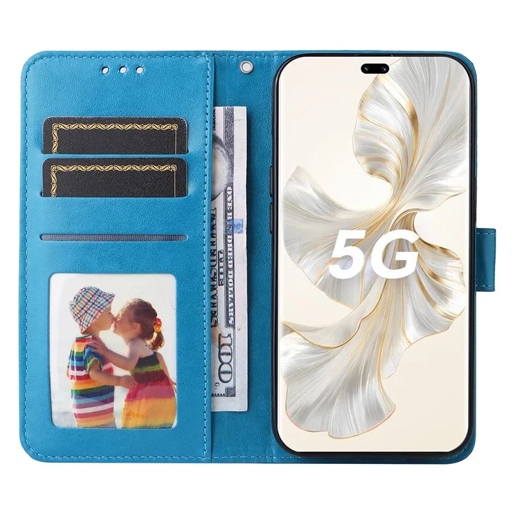 Per onore 100 Pro 5G Custodia portafoglio girasole in pelle PU - Blu 