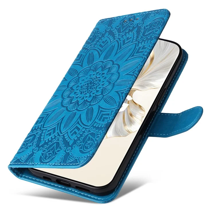 Per onore 100 Pro 5G Custodia portafoglio girasole in pelle PU - Blu 