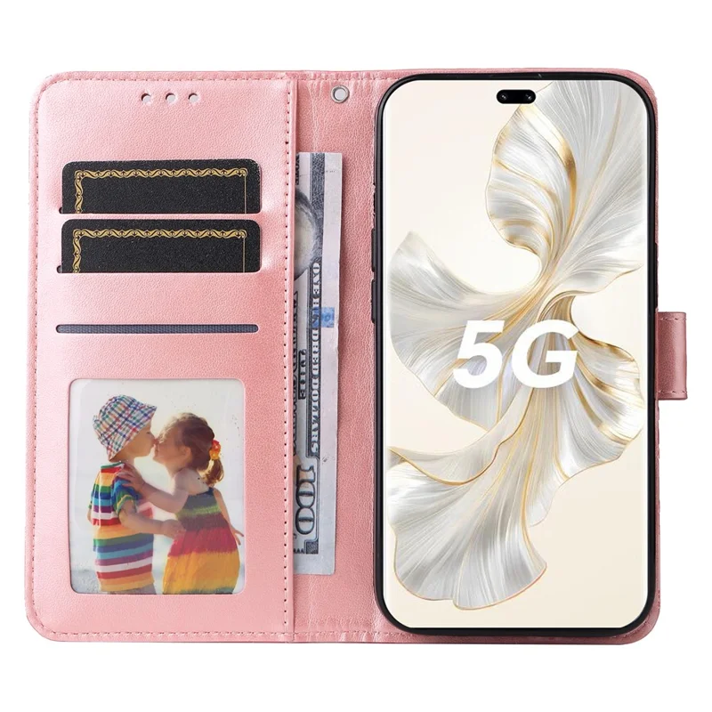 For Honor 100 Pro 5G Sunflower Wallet Case PU Leather Phone Cover - Pink