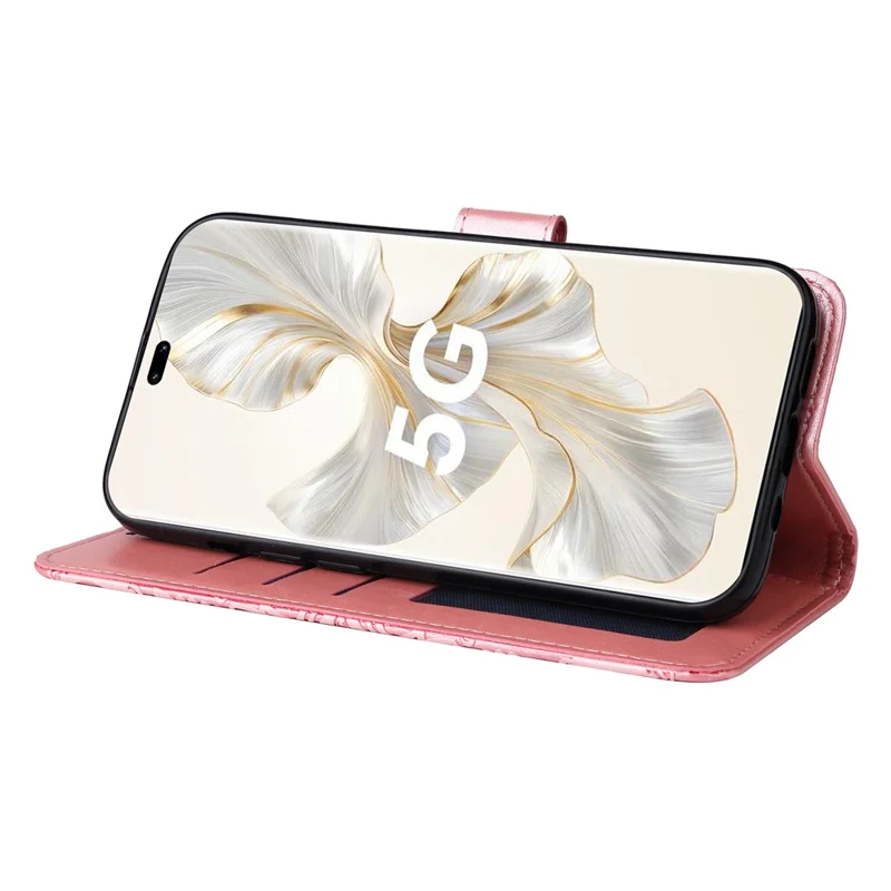 For Honor 100 Pro 5G Sunflower Wallet Case PU Leather Phone Cover - Pink