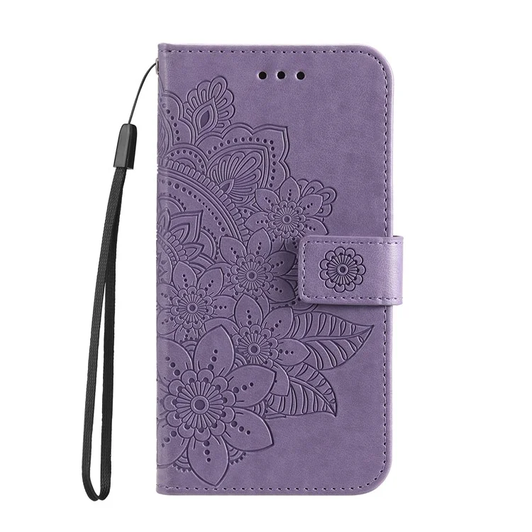 Funda para For Honor X50i+ 5G con diseño floral de piel sintética y cartera - Púrpura