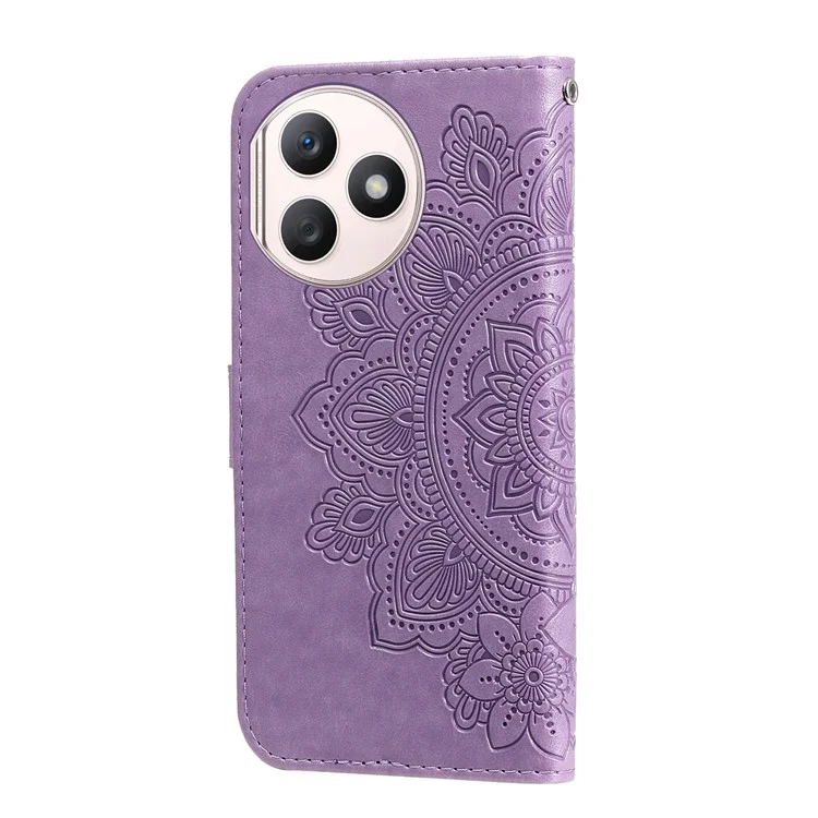 Funda para For Honor X50i+ 5G con diseño floral de piel sintética y cartera - Púrpura