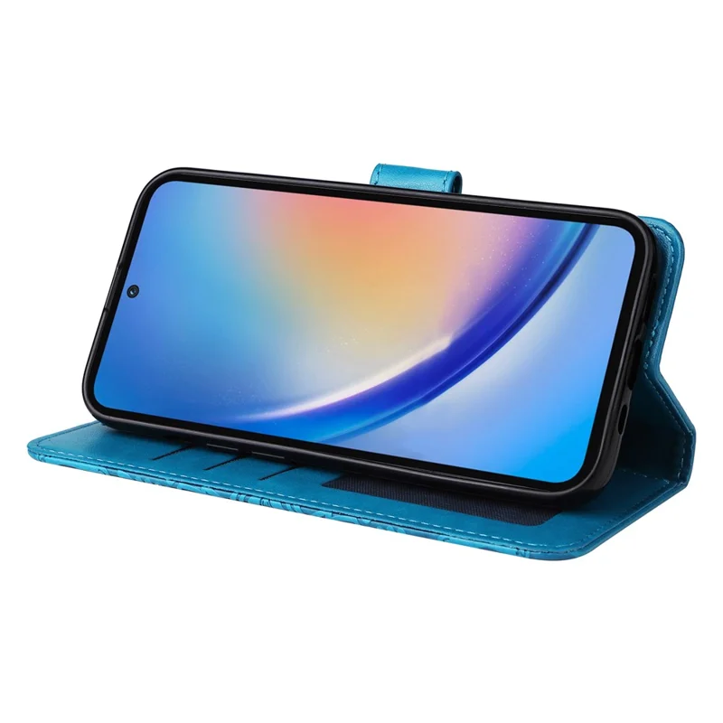 Coque de téléphone pour Samsung Galaxy A35 5G Étui imprimé portefeuille en cuir PU - Bleu