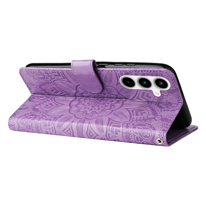 Phone Shell for Samsung Galaxy A35 5G Case Imprinted Wallet PU Leather Cover - Purple
