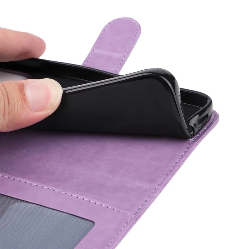 Phone Shell for Samsung Galaxy A35 5G Case Imprinted Wallet PU Leather Cover - Purple