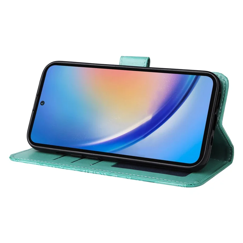 Phone Shell for Samsung Galaxy A35 5G Case Imprinted Wallet PU Leather Cover - Green