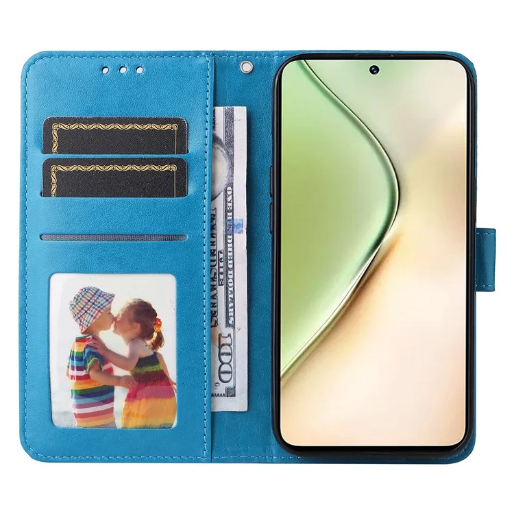 Pour vivo Y200 (Inde) 5G / V29e (mondial) 5G Étui portefeuille en cuir Sunflower Phone Cover - Bleu