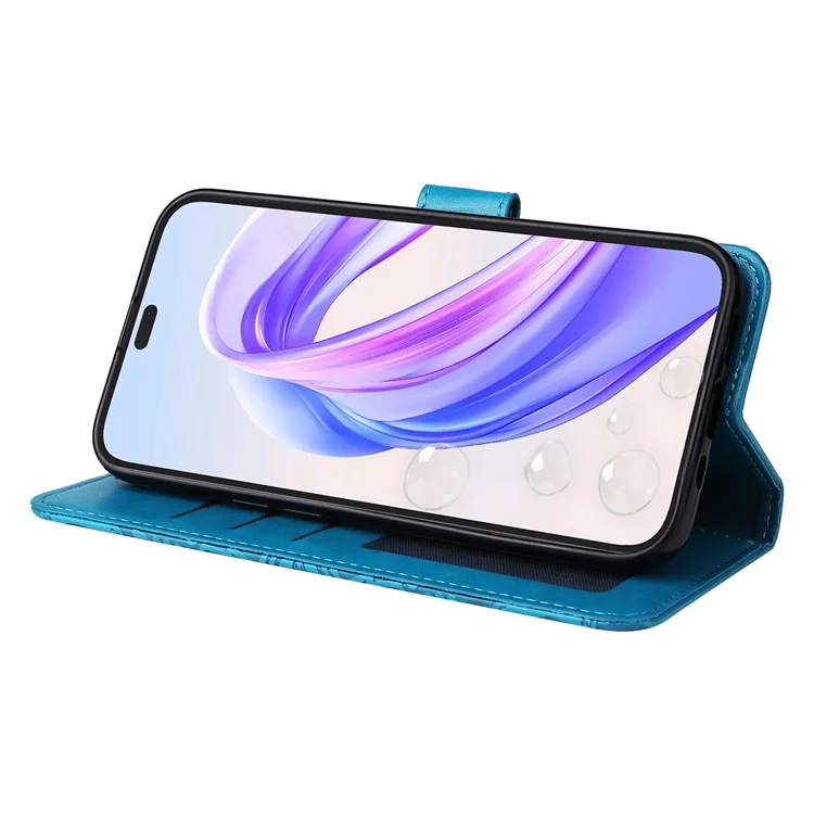 For Honor X50i+ 5G Case Imprinted Sunflower Wallet PU Leather Shell Phone Cover - Azul