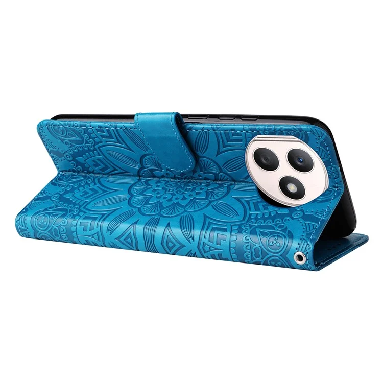 For Honor X50i+ 5G Case Imprinted Sunflower Wallet PU Leather Shell Phone Cover - Azul