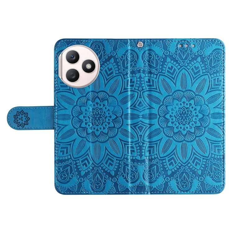 For Honor X50i+ 5G Case Imprinted Sunflower Wallet PU Leather Shell Phone Cover - Azul